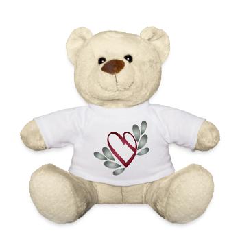 romantic Valentine's Day heart symbol with leaves - Teddy Bear - white - Front