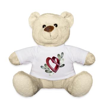 romantique symbole du cœur de la Saint-Valentin avec des feuilles - Nounours - blanc - Devant