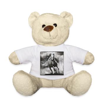 Pferd im Wind – kraftvolle Wildpferd Skizze - Teddy - Weiß - Vorne