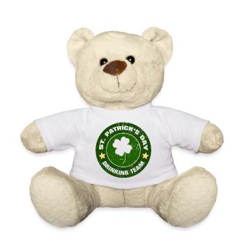 St. Patrick's Day Drinking Team - Funny Saying - Teddy Bear - white - Front