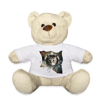 Weltraumkatze im Helm - Teddy - Weiß - Vorne