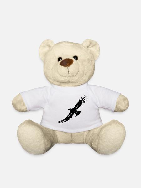 Rabe - Fliegender Rabe - Teddy - Weiß