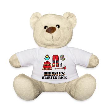Firefighter Helmet Lifesaver Statement Fire Brigade - Teddy Bear - white - Front