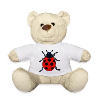 Roter Marienkäfer mit blauem Kopf - Teddy - Weiß - Vorne