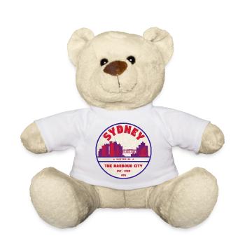Sydney Skyline Badge - Teddy Bear - white - Front