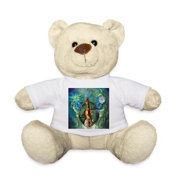 The majesty of the violin with flowers - Teddy Bear - white - Front