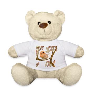 Vogel im Baum - Holz - Teddy - Weiß - Vorne