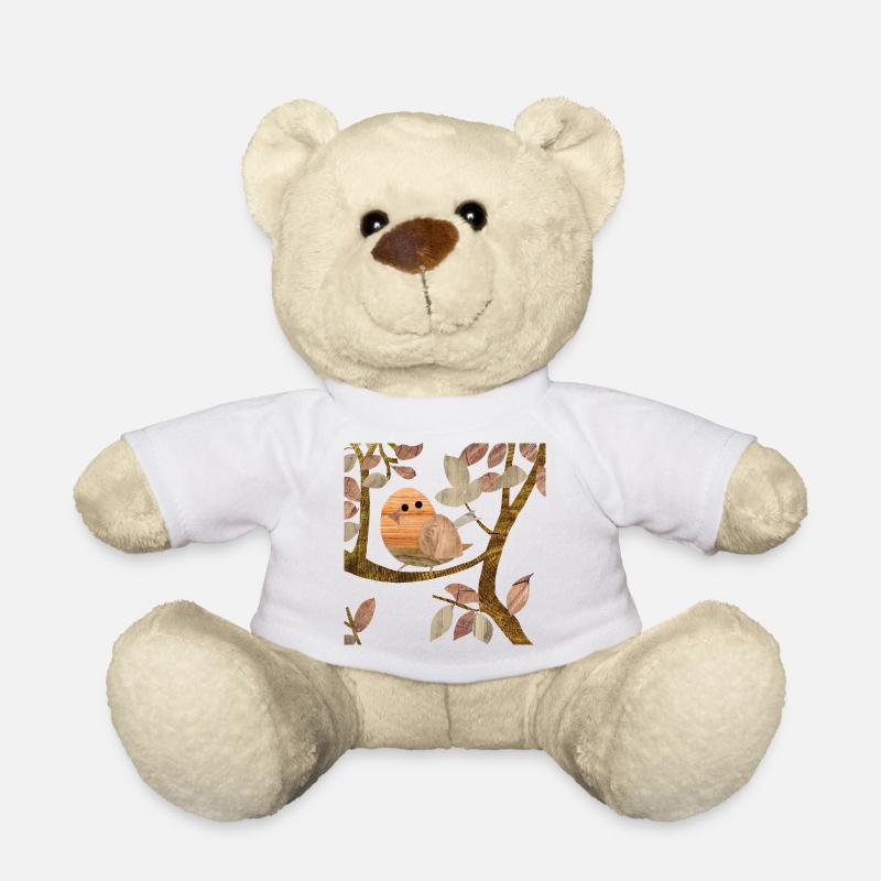 Oiseau dans un arbre - Bois - Nounours - blanc