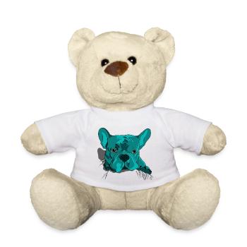 Style cartoon adorable de bouledogue français - Nounours - blanc - Devant
