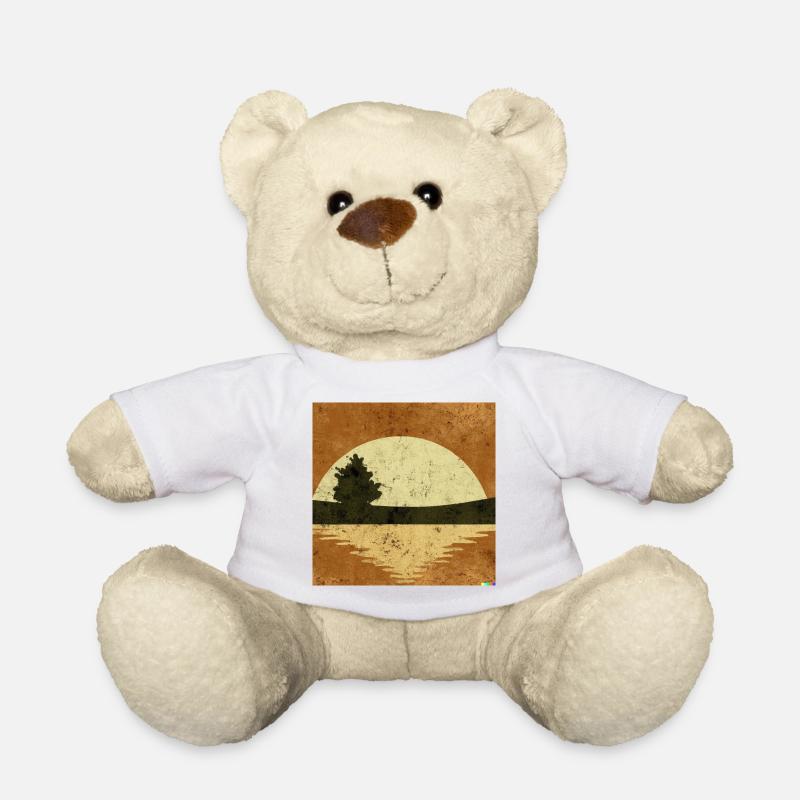 Retro sunset on the lake - Teddy Bear - white