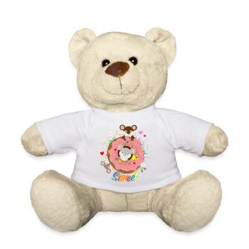 drei putzige Mäuse und ein Donut mit rosa Glasur - Teddy - Weiß - Vorne