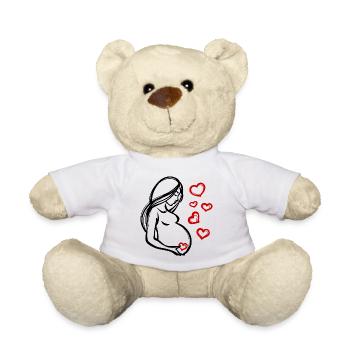 Coeur Grossesse Bébé Ventre Déclaration Enceinte - Nounours - blanc - Devant