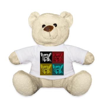 Frenchie Pop Art Quatre Couleurs - Nounours - blanc - Devant