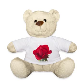 Red Rose - Watercolor - Teddy Bear - white - Front