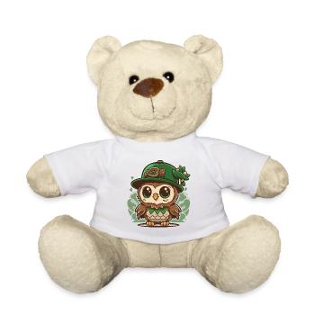St. Patrick's Day Kawaii Owl with Hat - Teddy Bear - white - Front
