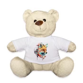 a red large fox head with colorful color - Teddy Bear - white - Front