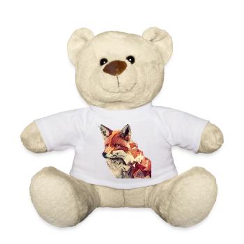 Fox - Geometric Animal Print - Teddy Bear - white - Front