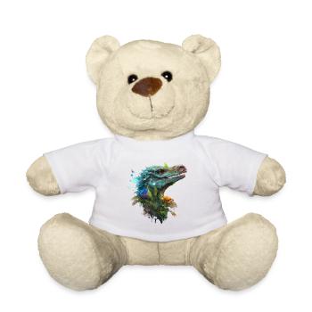 Blue Velociraptor - Teddy Bear - white - Front