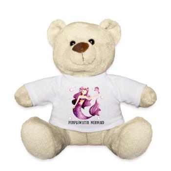 Purple-Water Mermaid - Teddy Bear - white - Front