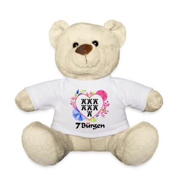 Siebenbürger Wappen mit Blumendesign und Wappen - Teddy - Weiß - Vorne