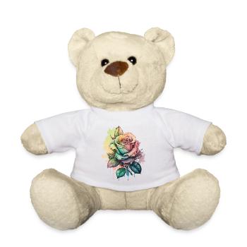 Rose Aquarelle colorée Tropical Creative Design - Nounours - blanc - Devant
