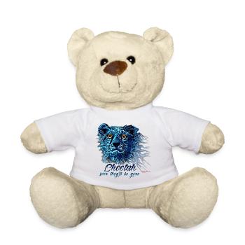 Flammes de lumière bleue néon guépard - Nounours - blanc - Devant