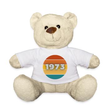 1973, year of birth, 50 years - Teddy Bear - white - Front