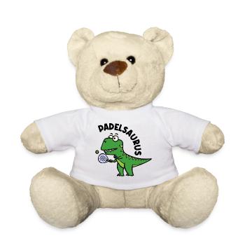 Dinosaurier Padel Spieler Schläger Ball Spruch - Teddy - Weiß - Vorne