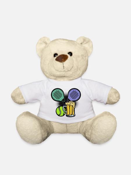 Racket Padel Balls Player Padel Sport - Teddy Bear - white