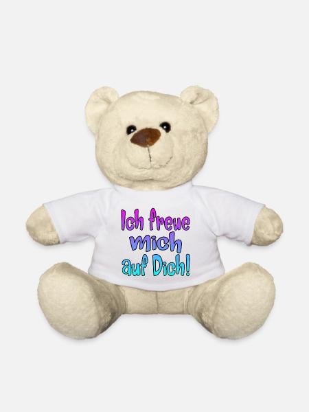 Ich freue mich auf Dich - SPRÜCHE - Teddy - Weiß