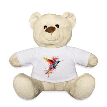 Kolibri Vogel Tier Kunst Aquarell Splash Bunt - Teddy - Weiß - Vorne