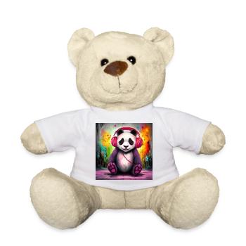 Panda DJ mit bunten Kopfhörern - Teddy - Weiß - Vorne