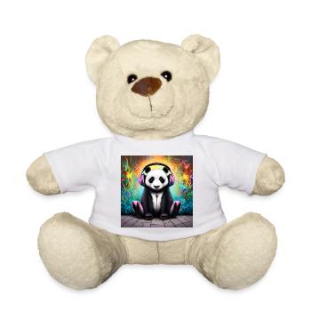Panda mit neonfarbenen Kopfhörern - Teddy - Weiß - Vorne