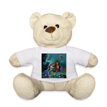 Sirène mignonne et dauphin drôle - Nounours - blanc - Devant