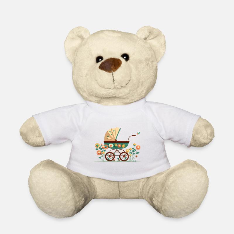 Flowery stroller 3 - Teddy Bear - white