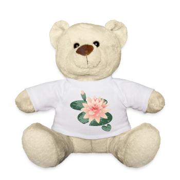 Water lily blossom with bud in water lily pond - Teddy Bear - white - Front