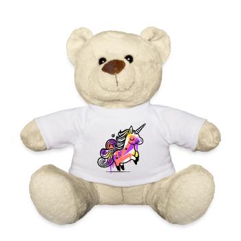 Skurriles Einhorn mit Splash Art - Teddy - Weiß - Vorne