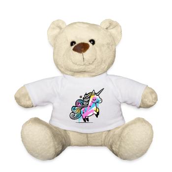 Colorful Splash Unicorn Illustration - Teddy Bear - white - Front
