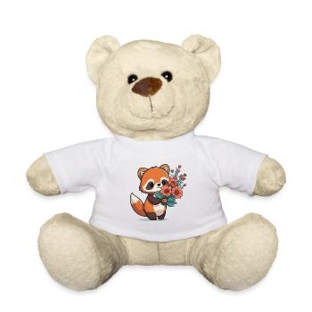 Panda roux à fleurs - Nounours - blanc - Devant