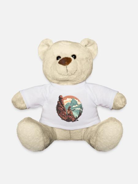 Serene Mountain Guitar Scene - Teddy Bear - white