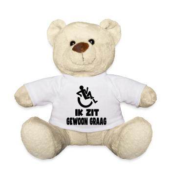 J’aime juste m’asseoir. Humour en fauteuil roulant * - Nounours - blanc - Devant