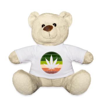Cannabis arc en ciel retro rond - Nounours - blanc - Devant