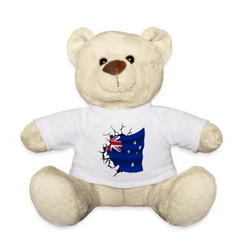 Drapeau de l’Australie - Australie - Drapeau cassé - Nounours - blanc - Devant