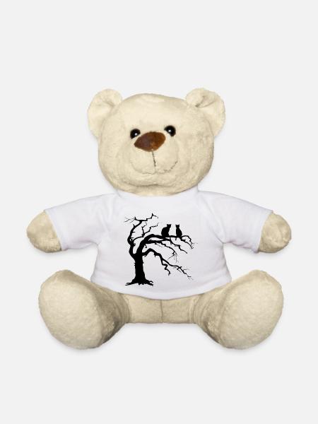 Toter baum mit 2 Katzen Silhouette - Teddy - Weiß