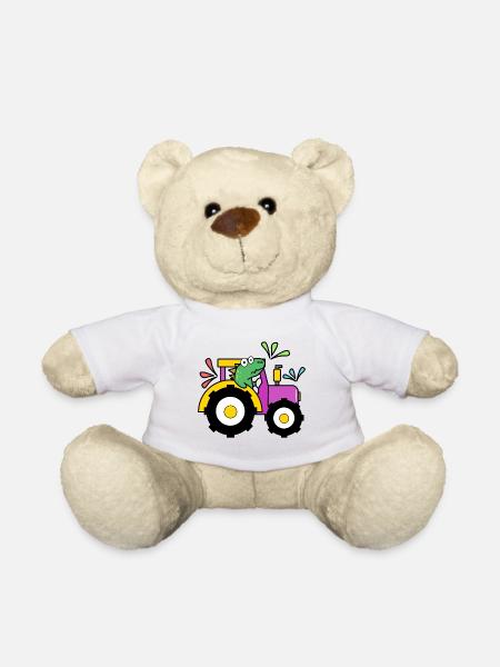 Tractor Farmer Agriculture Vehicle Organic Farmer - Teddy Bear - white