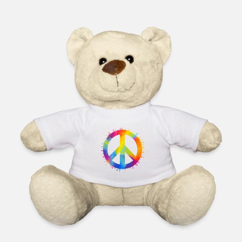 Regenbogen Peace - Teddy - Weiß