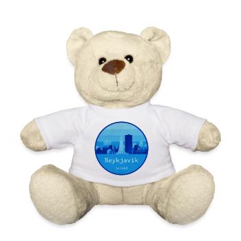 Reykjavík Skyline Blau Rundlogo - Teddy - Weiß - Vorne