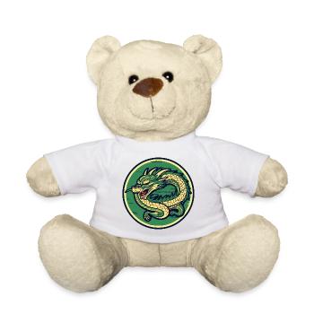 Dragon Crest Circle Patch - Teddy Bear - white - Front