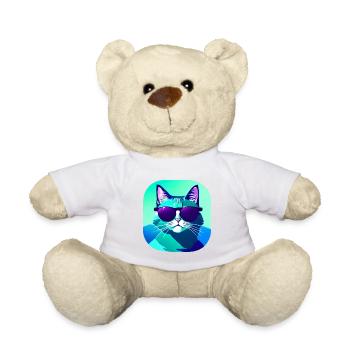 Katze mit Sonnenbrille - Teddy - Weiß - Vorne