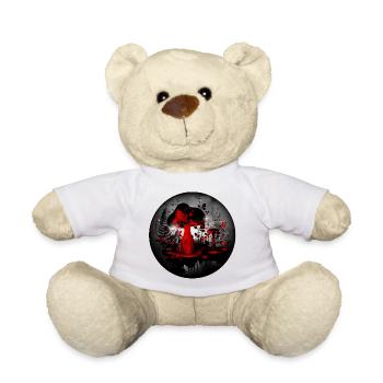 surreal red black mushroom watercolor at night - Teddy Bear - white - Front